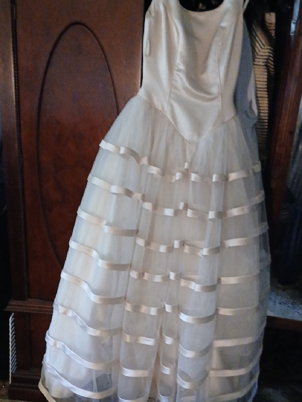 Woman's Cream Tule Wedding Dress By Christina WU. Beautiful elegance.